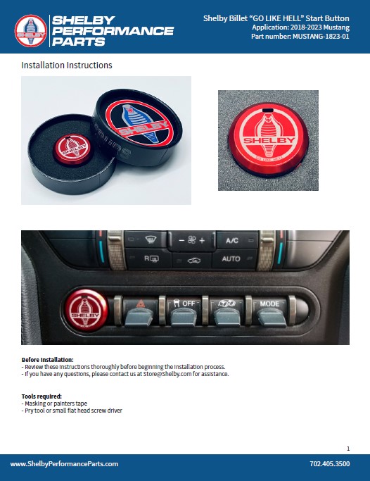 Shelby Start Button Installation Instructions